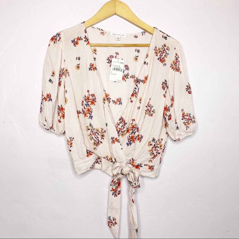 Socialite Floral Print Side Tie Blouse H3429